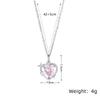 1pcs Silver-plated Necklace Women Light Luxury Fashion Pink Glass Diamond Heart Pendant Jewelry