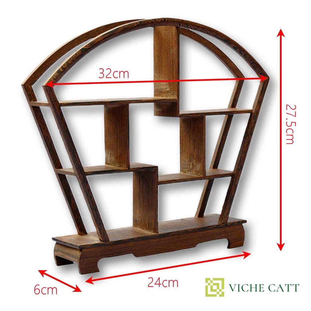 VICHE CATT Chinese Tea Incense Vase Display Wooden Flower Japanese Modern Antique Object Utensil, Burner, Bonsai, Stand, Rack, Style, Furniture, (Fan