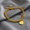 Korean Style Titanium Steel Love Bracelet for Women - Simple 520 Tag, Niche Design, Fashionable Round Bead.