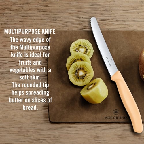 VICTORINOX Knife Peeler Set, Petty Knife and Vertical Peeler Set of 3, Set of 3, Vertical Light Orange, Colored Tool Set To Color Your Kitchen, Dishwa