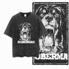 DoberUnisex Dog Vintage Graphic Printed Washed Distressed Big Size Black Cotton Unisexs Retro TShirt G