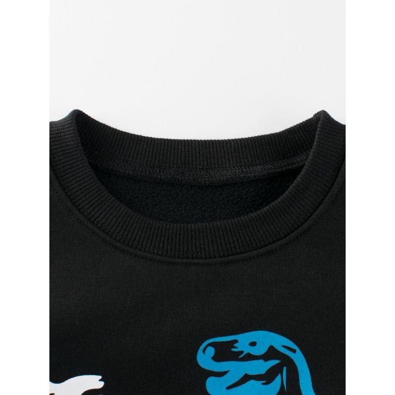 27Kids Children's Clothing Autumn and Winter Children's Sweatshirt Fleece-Lined Clothes Boys' Dinosaur Fleece Tops Boys' Pullover Shirts