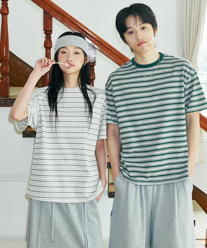 GLW [Unisex] Striped Short Sleeve T-Shirt Cream
