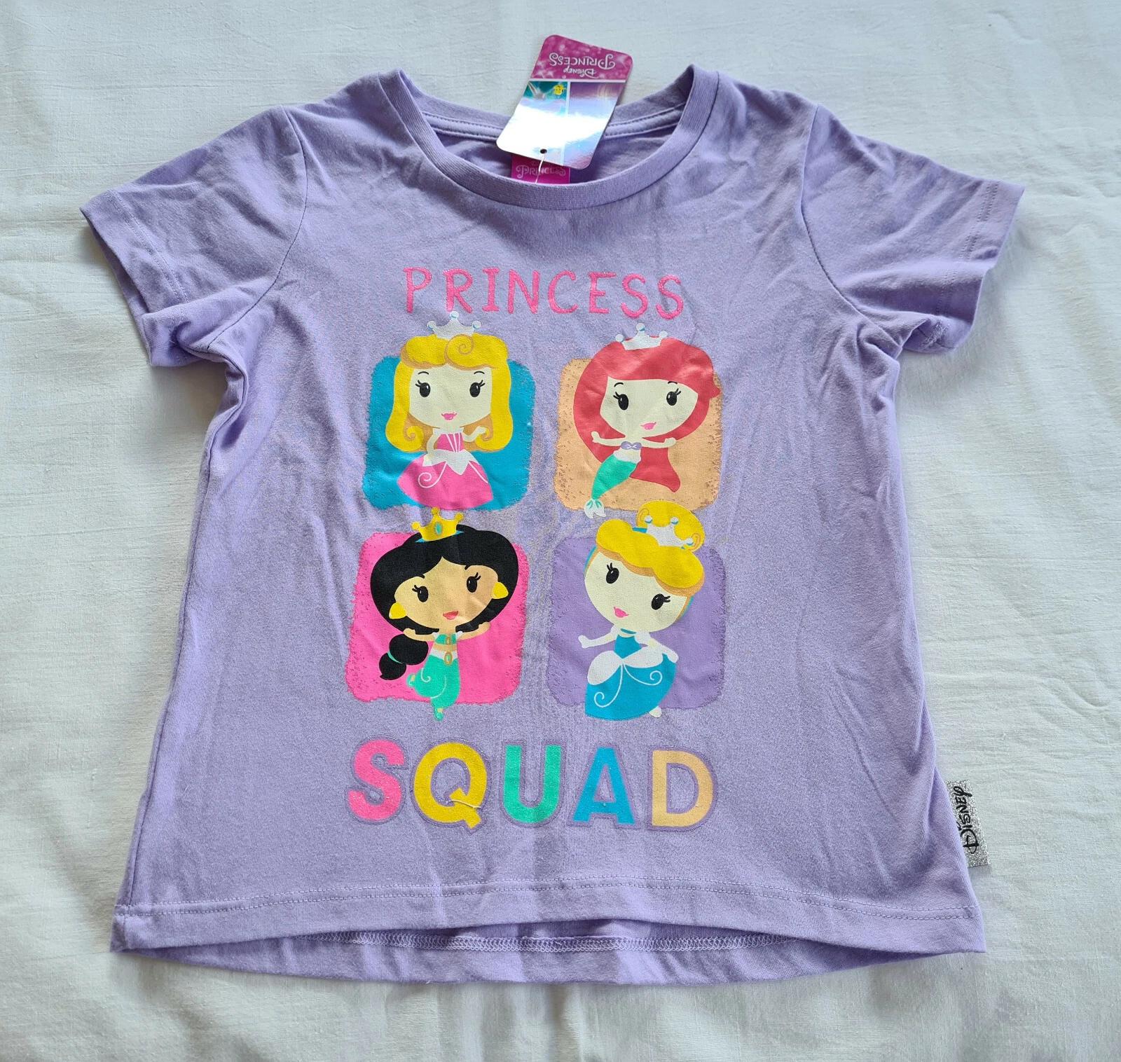 Disney Princess Squad Girls Purple Printed Short Sleeve T Shirt Size 6 New 3XL
