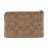 COACH Corner Zip 16 Presbyopia Leather Mahjong Bag Coin Purse Wrist Bag Clutch Small Women's Khaki White