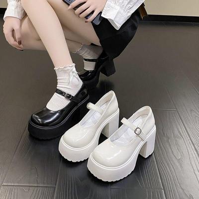 Fashion High Heels Mary Janes Shoes Autumn 2025 Patent Lolita Leather Heeled Shoes Woman Chunky Platform Ankle Strap Pumps for Women