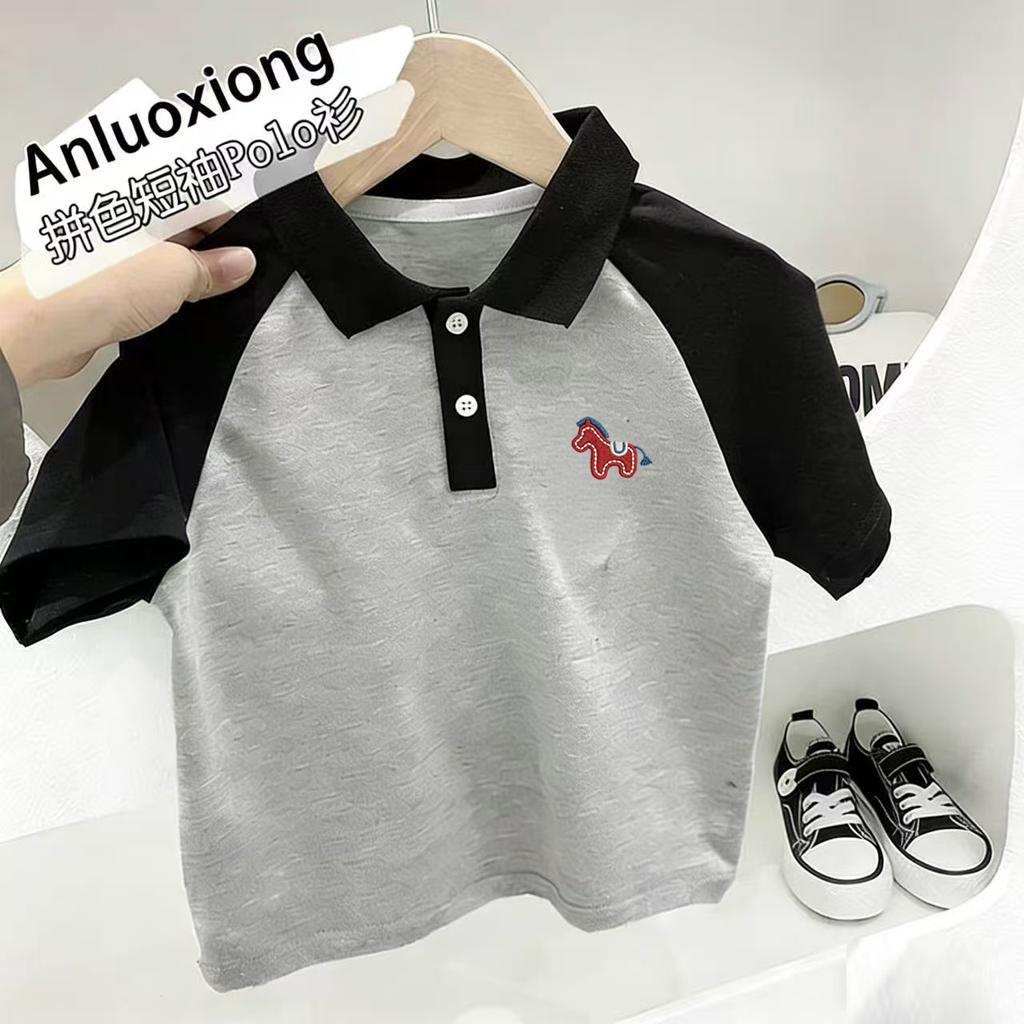 Boys Summer Cotton Short Sleeve Polo Shirt Kids Casual Fashionable Top
