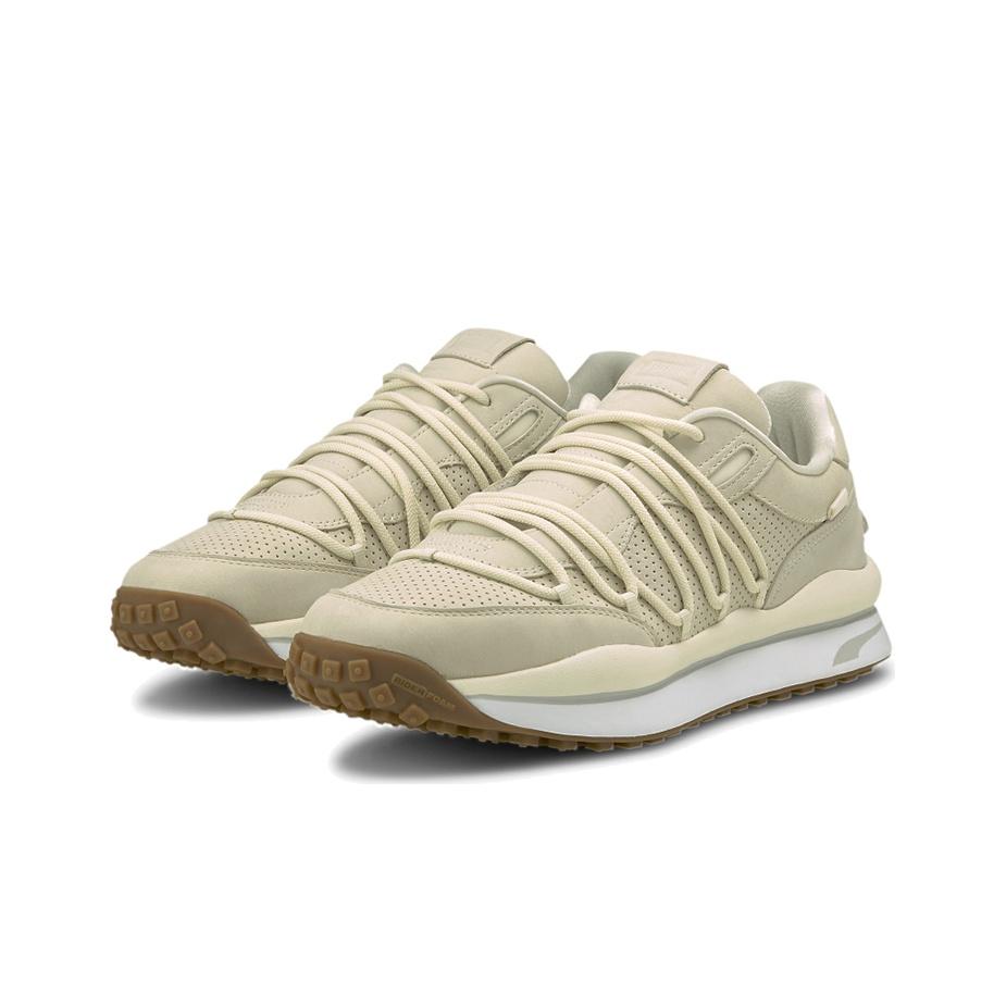 Puma Lace-Up Synthetic Leather Shock Absorbing Non-Slip Wear-Resistant Lightweight Low-Top Running Shoes Unisex Sneakers Khaki White 375956-02