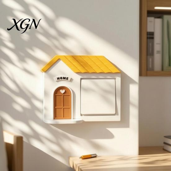 PLA Schalter Dekoration 3D Gedruckte Haus Dekoration, Leichter Rahmen mit Figuren Display Regal, Wandabdeckplatte für Home Office Wohnzimmer Cartoon