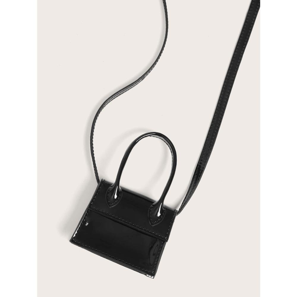 

Мини-сумка-сатчел с верхней ручкой, сумка через плечо для женщин, модная сумка на плечо конфетного цвета one-size чёрный