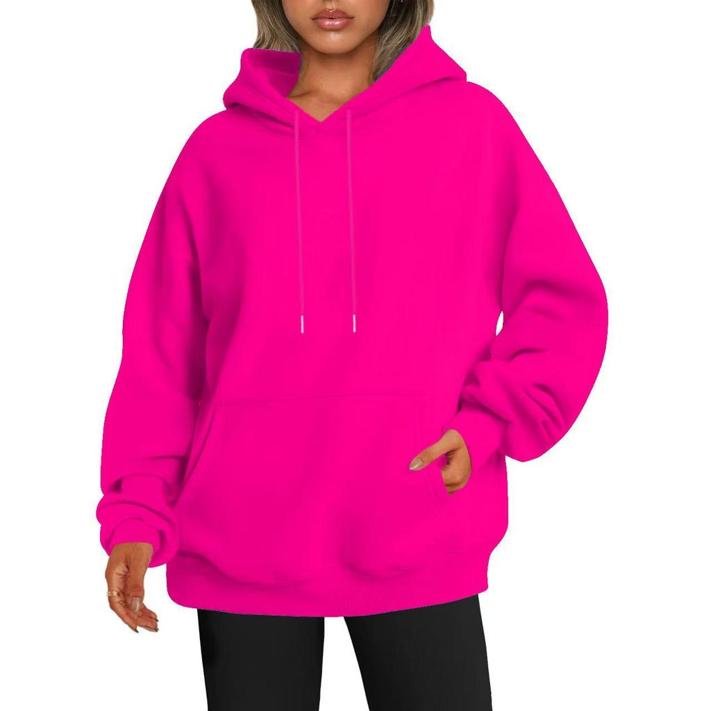 Unisex Loose Casual Autumn/Winter Hooded Pullover with Drawstring and Drop Shoulder Sleeves