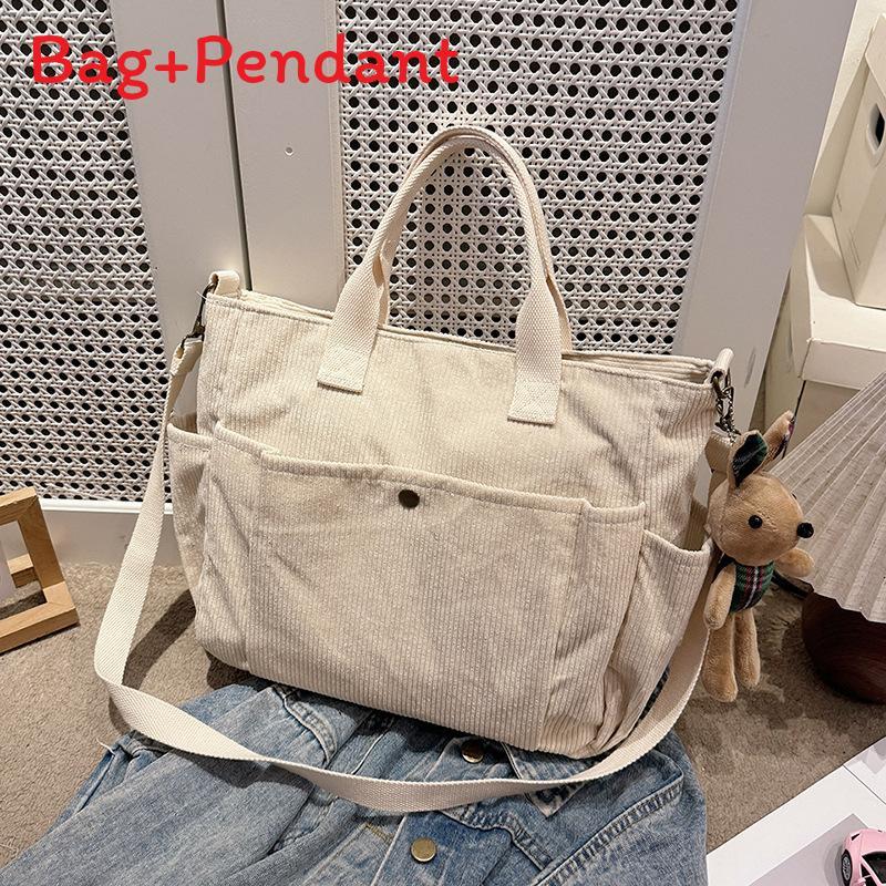 Canvas Tote Bag For Women With Inner Zip Pockets And Adjustable Strap For Casual Travel