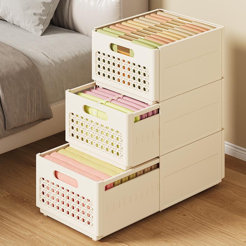 Household Plastic Folding Storage Box Collapsible Crate Desktop Holder Stationery Makeup Sundries Storage Basket Home Storage