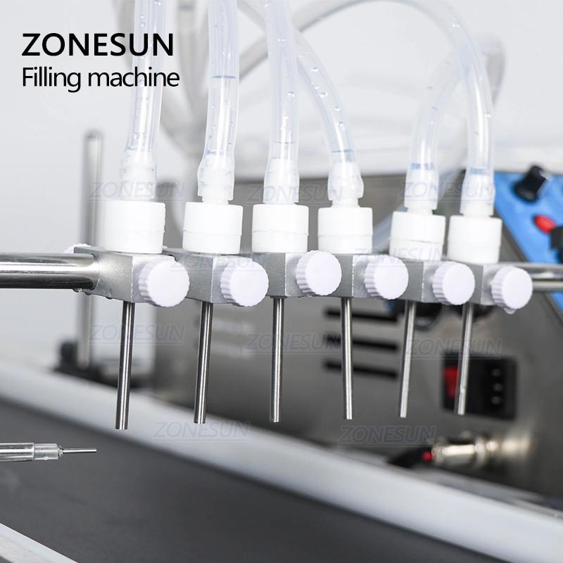 ZONESUN ZS-DTPP6B Tabletop 6-Head Liquid Filling Machine for Perfume, Essential Oil & Reagent Small Bottle Packaging