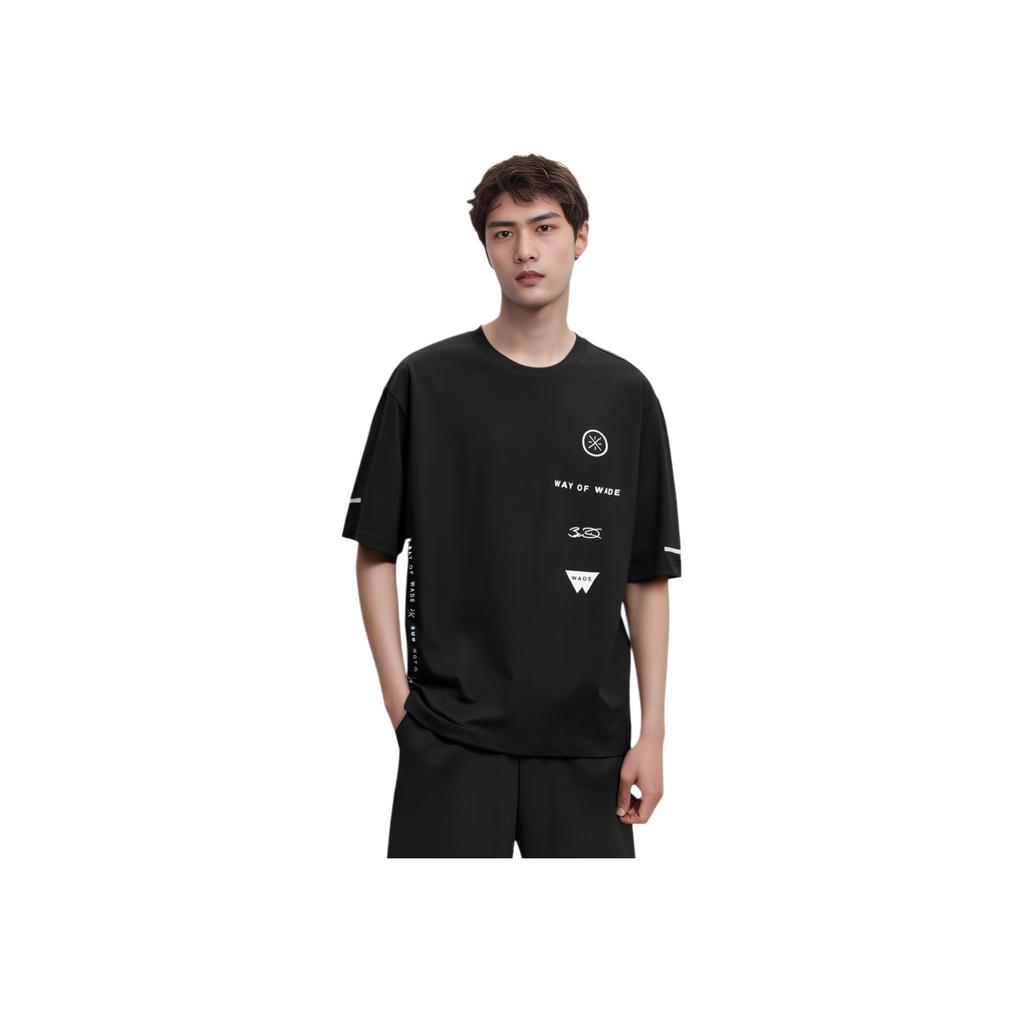 Li-Ning T-shirt à Manches Courtes Anti-Humidité à Séchage Rapide avec Imprimé Logo Homme Hauts Noir ATST237-1