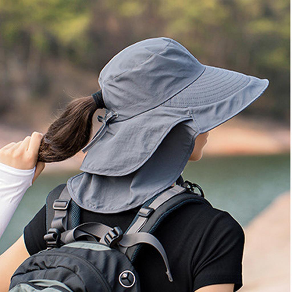 Women's Outdoor Sun Protection Hat Wide Brim UV Protection Sun Hat Adjustable Chin Strap Lightweight Breathable Hiking Fishing Cap
