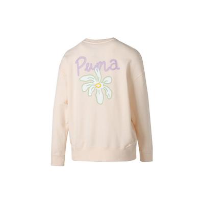 Besticktes Logo Blumendesign Rundhalsausschnitt Langarm-Sweatshirt Damen-Sweatshirt Nude 625808-64