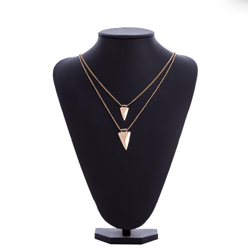 Plated Gold Stylish Geometric Arrow Multi Layer Necklace For Everyday Wear