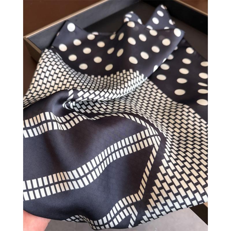 Women S Polka Dot Printed Silk Like Square Scarf For Summer
