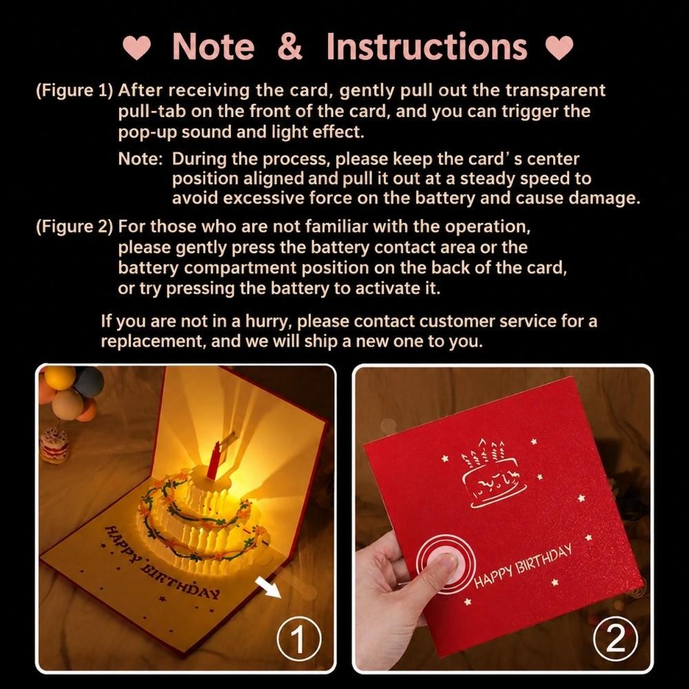 Paper 3D Birthday Cake Cards Music Function Musical Greeting Card for Boyfriend Girlfriend Friends