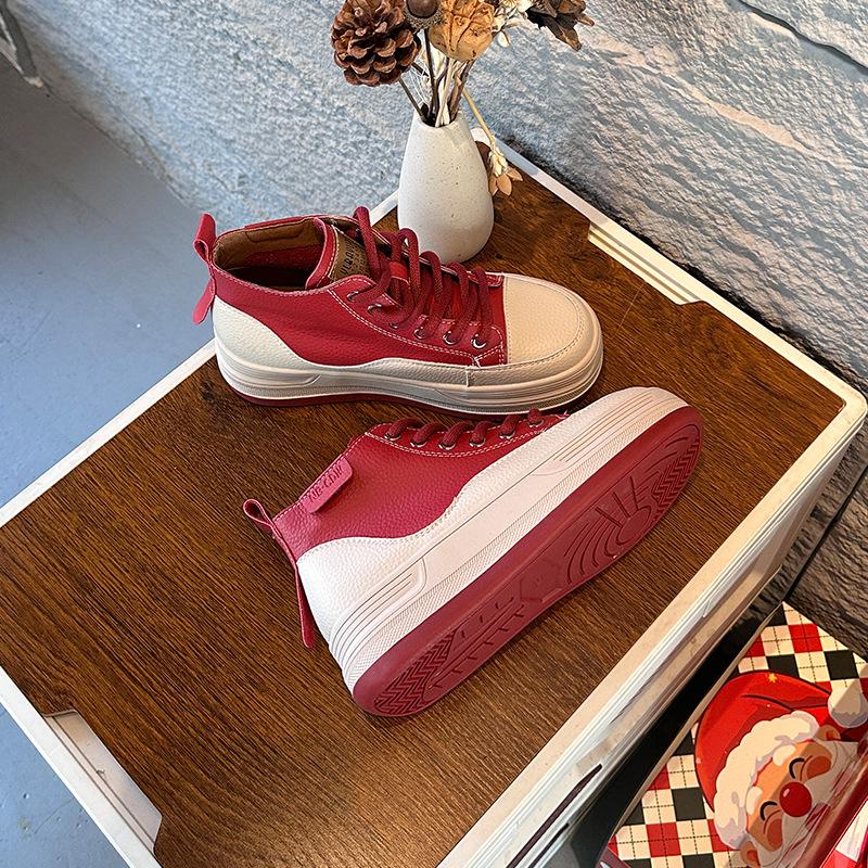 High Top Little White Shoes Women's 2026 Spring Thick Baseplate Shoes Fashion Casual Women's Shoes Retro Sports Shoes