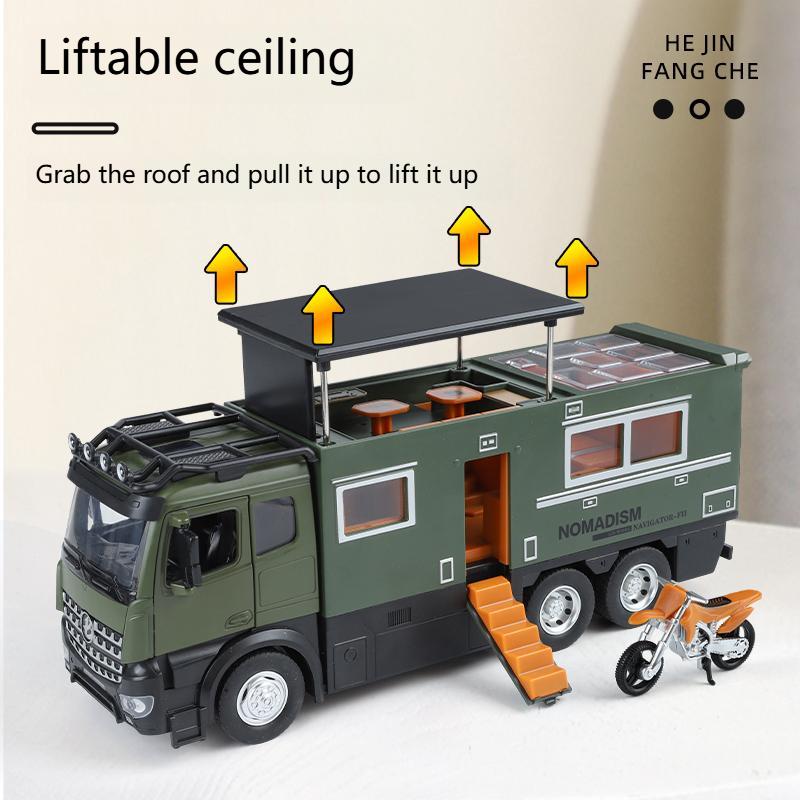 1:18 Benz Arocs Nomadism Navigator F RV Alloy Diecast Model Car Home Trendy Ornaments & Computer Desktop Decoration Birthday Toy