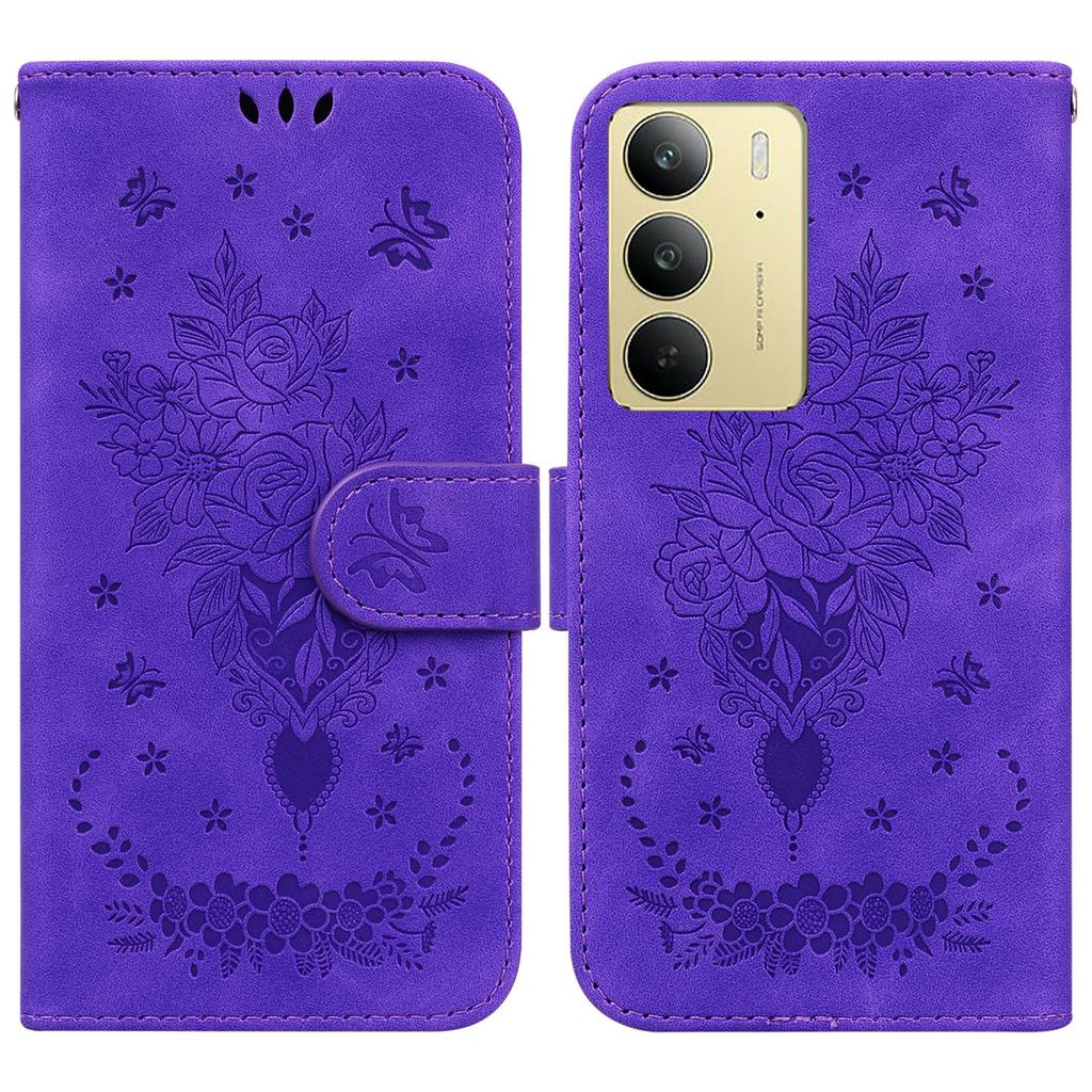 For Realme C75 4G Case PU Leather Wallet Phone Cover Butterfly Flower Imprint