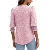 Women's Clothing, Spring, Loose, Casual, Printed, Seven Quarter Sleeves, Round Neck, T-shirt, Top
