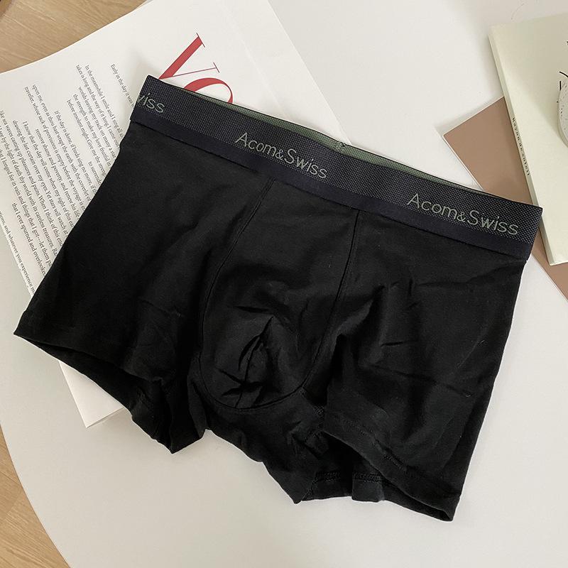 Men s Seamless Combed Cotton Boxer Briefs - Solid Color, Breathable, Comfortable, Trendy Style 2XL (60-70kg)