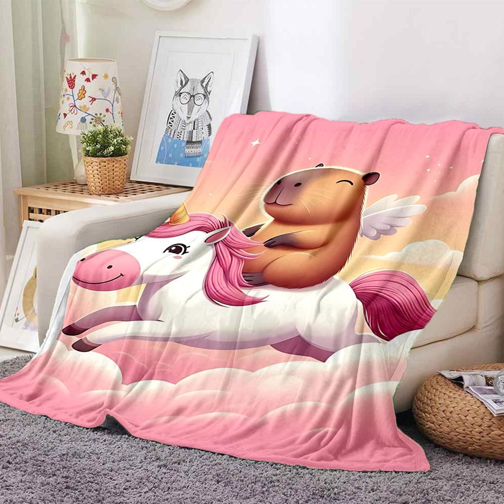 1PC Unicorn, Capybara Blanket - Soft Warm All-Season Throw for Sofa, Bed, Car, Office, Throw For Sofa yy250916097