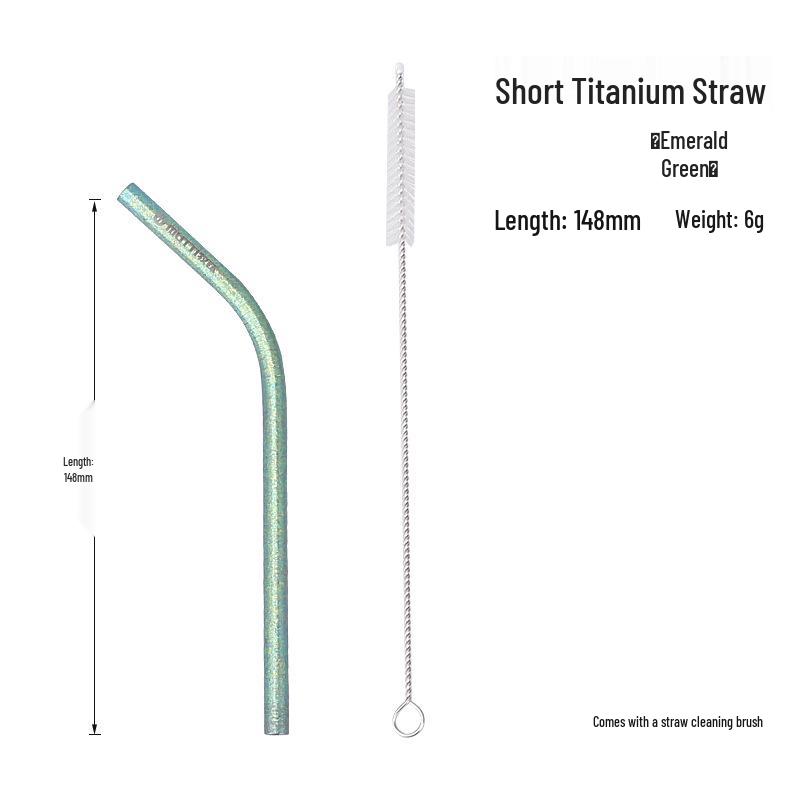 Crystal Clear Titanium Straw with Spoon - Reusable for Drinks
