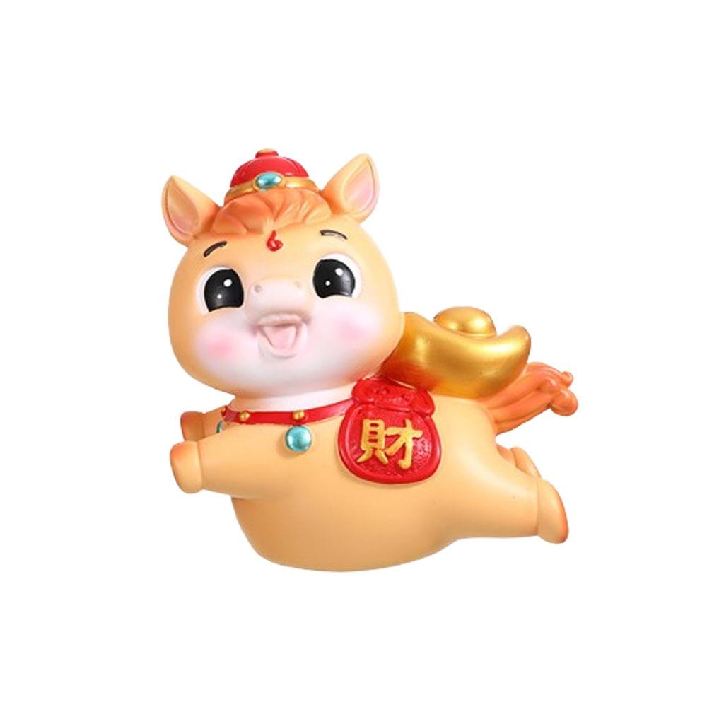 Cute 2026 Horse Year Mascot Resin Horse Figures Ornament Funny Horse Statue  Chinese New Year