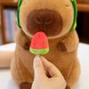 25-30cm Lovely Watermelon Capybara Plush Toy Stretchable Fluffy Capybara Doll Brown Animal Capybara Stuffed Doll Friends Gift