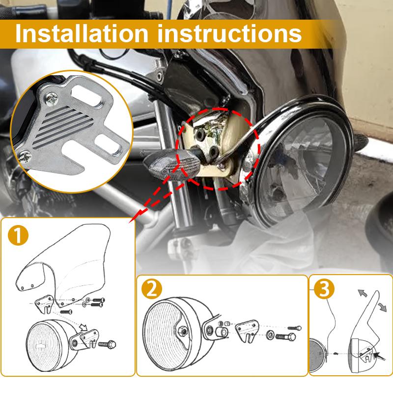 Motorrad Universal Windschutzscheibe aus ABS-Material mit Halterungszubehör 30x35cm für Honda Yamaha Kawasaki Suzuki