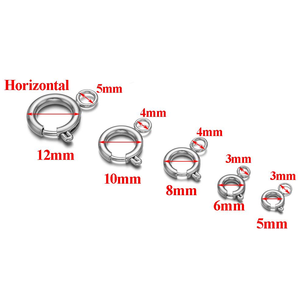 10pcs Stainless Steel Spring Clasp Round Keychain Clips Hook Buckles Connector for Bracelet Necklace DIY Jewelry Making Supplies