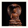 Antike Schlangen-Buddha-Statue, Huangyang (Buchsbaum), Holzschnitzerei, Buddha-Skulptur im antiken Stil