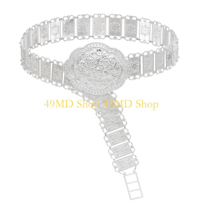 49MD Adjustable Alloys Waist Chain with Delicate Carvings Unique Styles Waistband for Women s Dresses