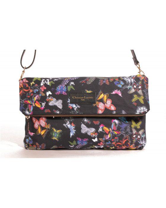 Pochette - Eden - Multicolor - Leather - Removable Shoulder Strap - Butterfly Pattern