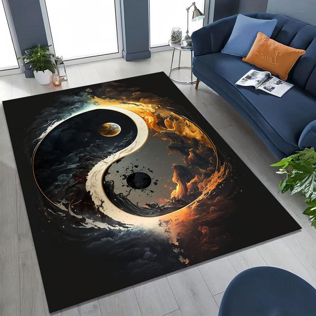 Nature Balance Yin Yang Tai Chi Black White Energy Rug for Bedroom Living Room Sofa Home Doormat Decor,Kids Non-slip Floor Mat