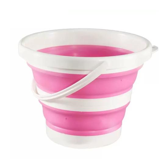 10L Foldable Water Bucket with Handle Portable Lightweight Multifunctional Outdoor Camping Fishing розовый