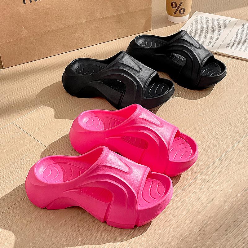 Thick bottom high heel cm muffin eva one-word drag trendy cool slippers women step on shit feeling soft bottom foreign trade wholesale