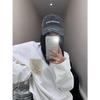 2025 New Arrival: European-Style White Long-Sleeve Women's T-Shirt, Mid-Length Loose Fit, Pure Cotton Base Layer for Autumn/Winter