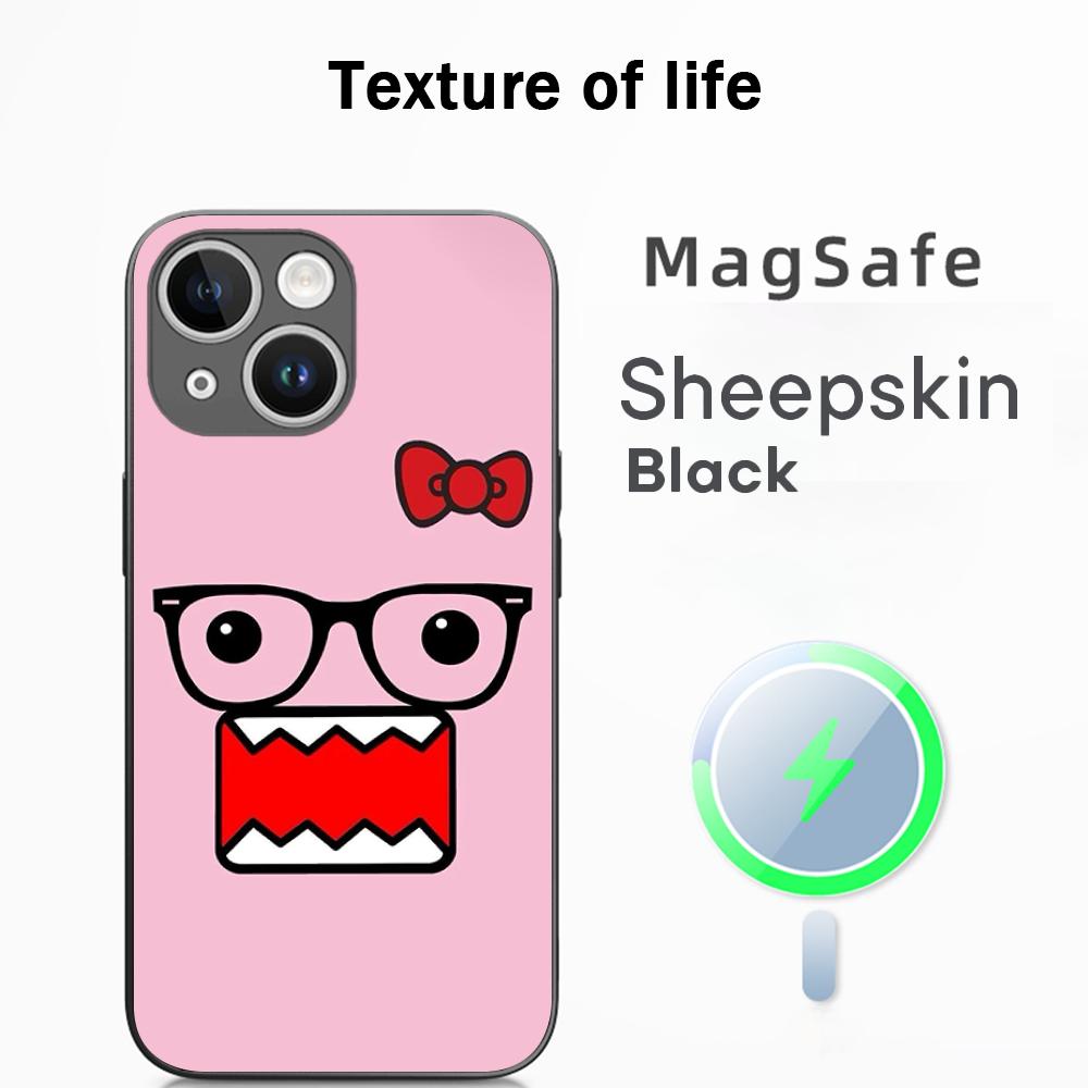 Domo kun new cute cartoon pattern Phone Case For iPhone 17 16 15 14 13 12 Plus Pro Max  High-end Luxury Magsafe Sheepskin