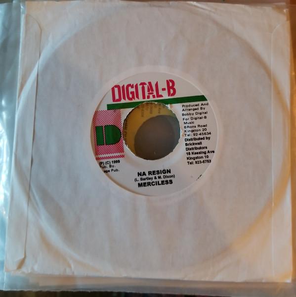 

7-дюймовая пластинка MERCILESS - Na Resign NONE Digital-B 1999 Ямайка Регги, Ска и Даб Б/У