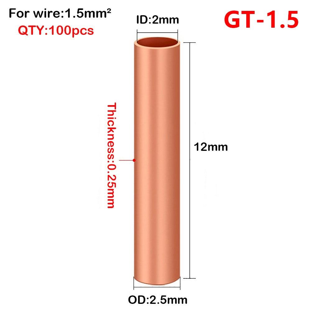 100Pcs Hole Passing GT Copper Terminal Connecting Tube GT Sleeve Tube  Terminal Block