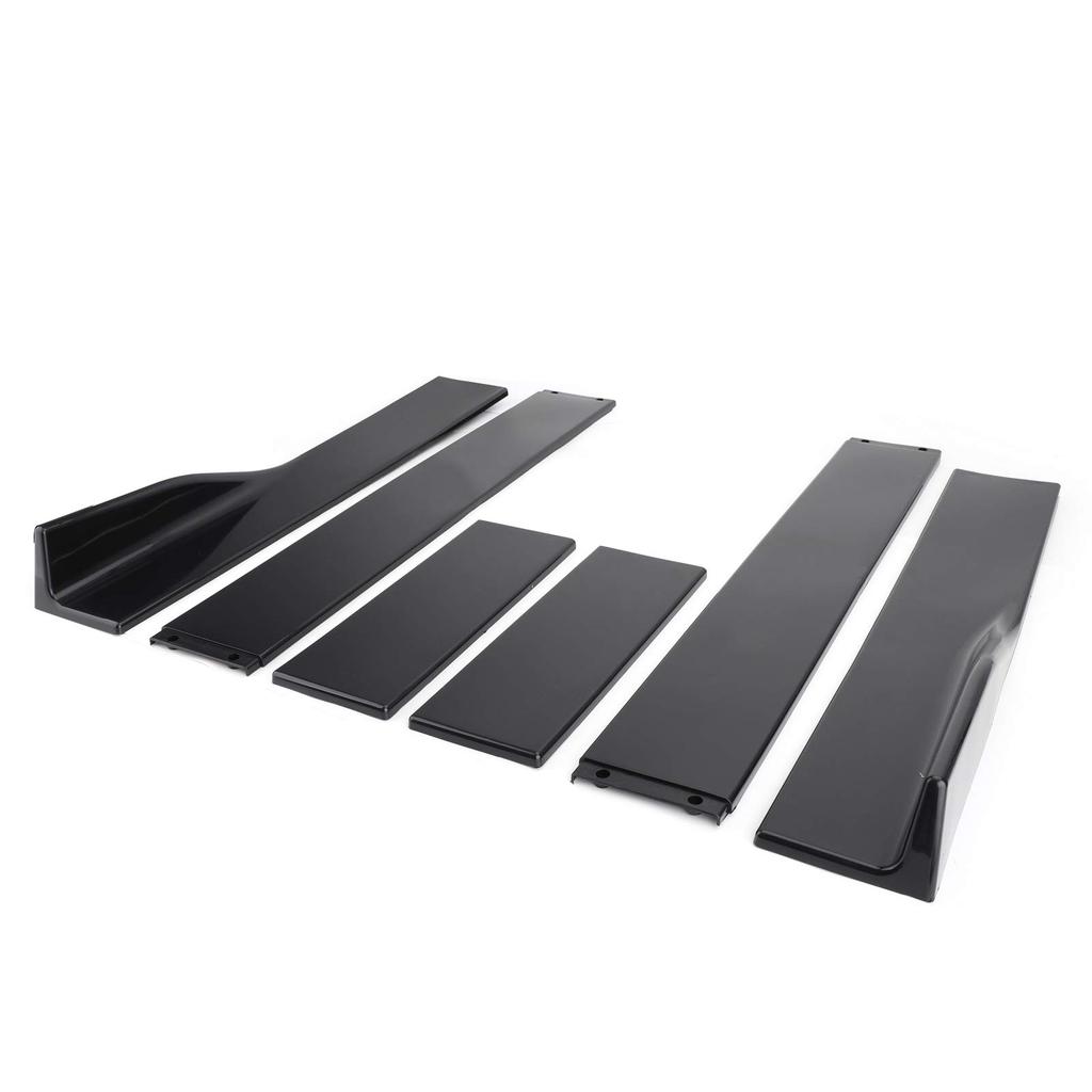 Bruce Shark Universal Side Skirt Rocker Panel Splitter Scratch Gloss Black & 78.7" Extensions, Lips, Polypropylene, Resistant,