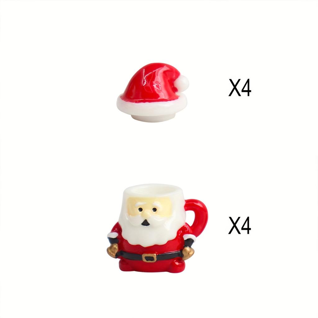 4/6 Sets Weihnachten Harz Weihnachtsmann Schneemann Kaffeetasse Rollenspiel Spielzeug Scrapbooking Basteln DIY Miniatur Puppenhaus Zubehör