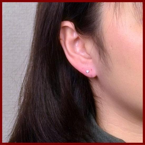 Yokomountain 10K White Gold Natural Pink Tourmaline 10K with Silicone Backing Earrings, 3mm, Gold, Women's,