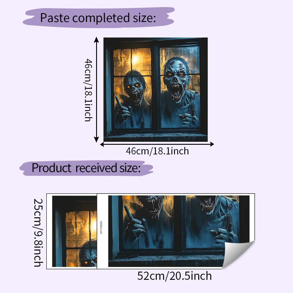 Zombie Horror Halloween Fake Window Pattern Wall Pasting Decorative Sticker