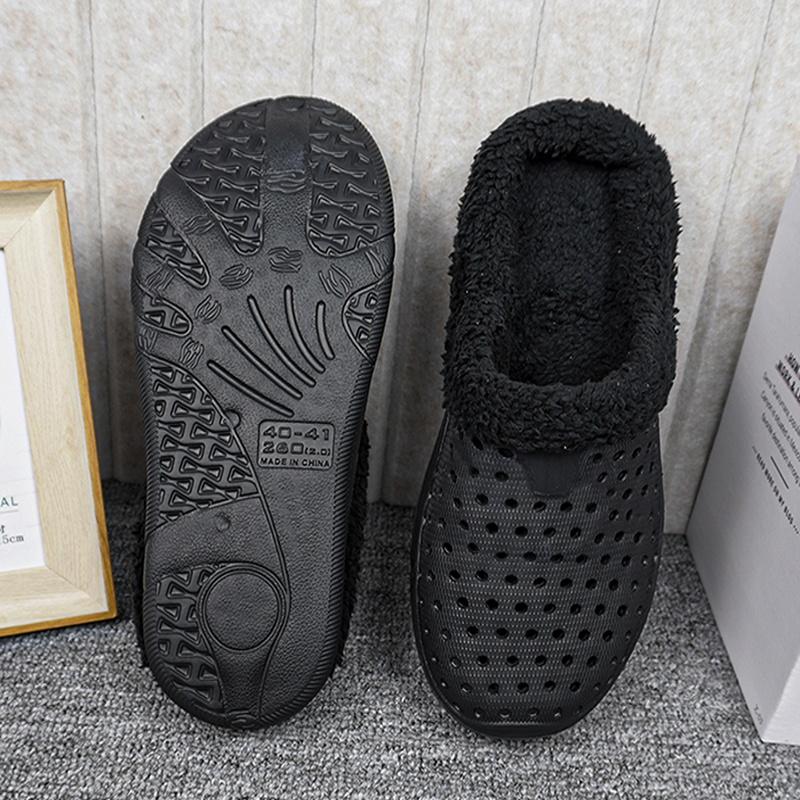 Winter Herren Damen Hausschuhe Warme Pelzige Hausschuhe Weiche Innen Schlafzimmer Cott Schuhe EVA Flauschige Slides Lässige Bequeme Plüsch Clogs